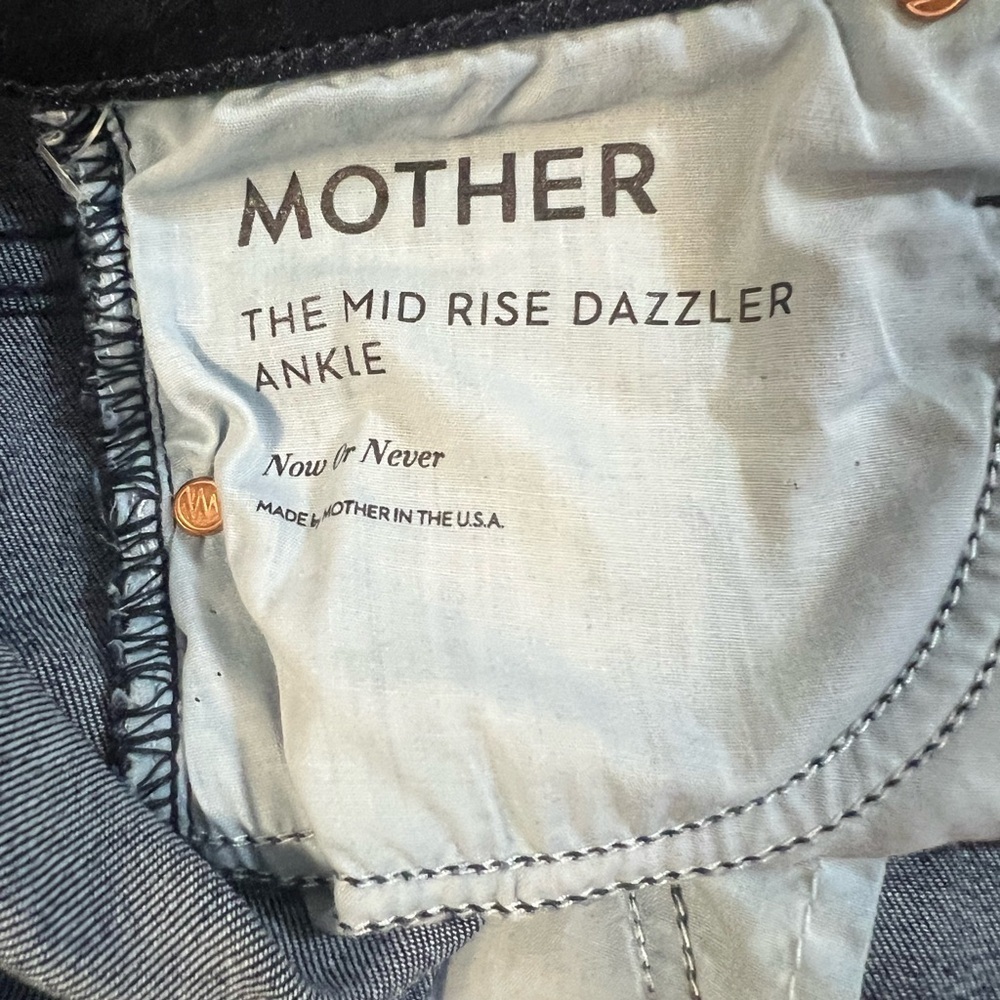 MOTHER THE MID RISE DAZZLER ANKLE Blue Straight Leg Denim with Subtle Worn Look - Picture 11 of 11